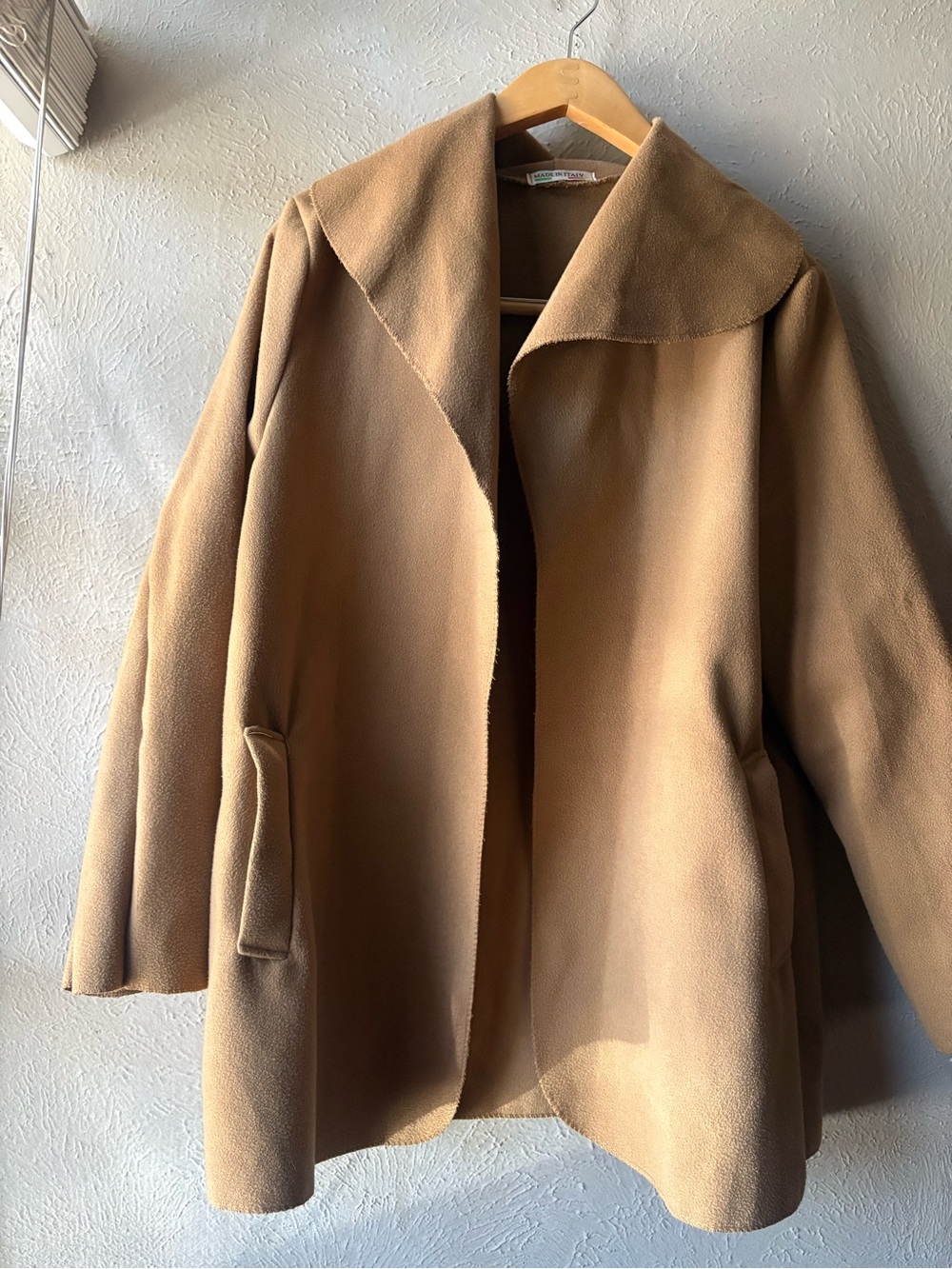 Women's Camel Open-Front Coat